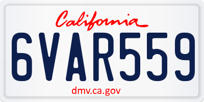 CA license plate 6VAR559