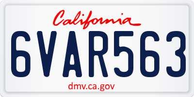 CA license plate 6VAR563