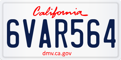 CA license plate 6VAR564