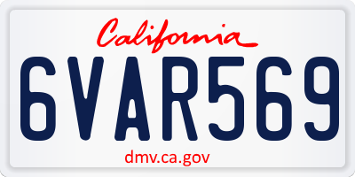 CA license plate 6VAR569