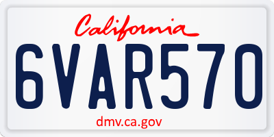 CA license plate 6VAR570