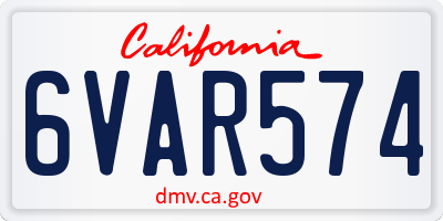 CA license plate 6VAR574