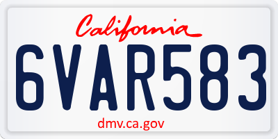 CA license plate 6VAR583