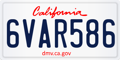 CA license plate 6VAR586