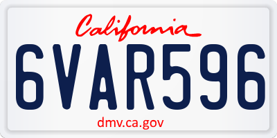 CA license plate 6VAR596