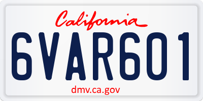 CA license plate 6VAR601