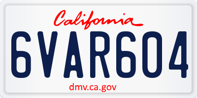 CA license plate 6VAR604