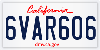 CA license plate 6VAR606
