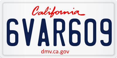 CA license plate 6VAR609