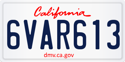 CA license plate 6VAR613