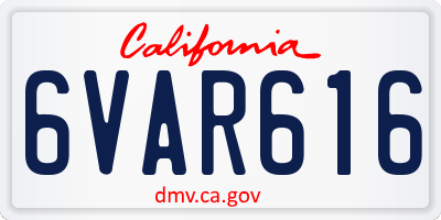 CA license plate 6VAR616