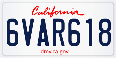 CA license plate 6VAR618