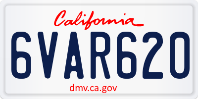 CA license plate 6VAR620
