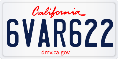 CA license plate 6VAR622