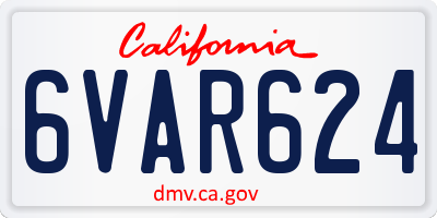 CA license plate 6VAR624
