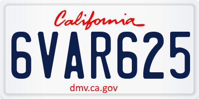CA license plate 6VAR625