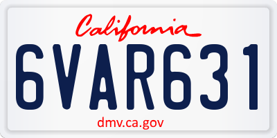 CA license plate 6VAR631