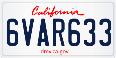 CA license plate 6VAR633
