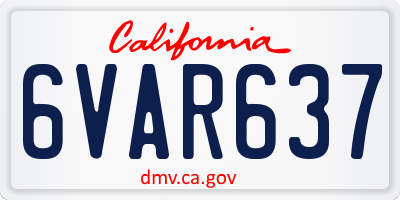 CA license plate 6VAR637