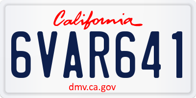 CA license plate 6VAR641