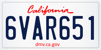 CA license plate 6VAR651