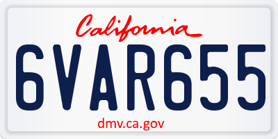 CA license plate 6VAR655