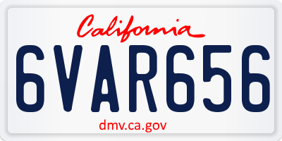 CA license plate 6VAR656