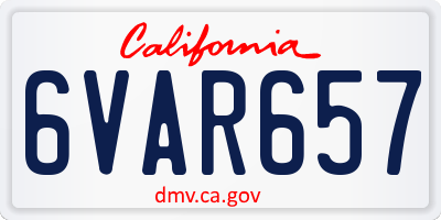 CA license plate 6VAR657