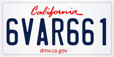 CA license plate 6VAR661