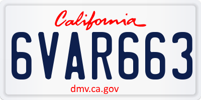 CA license plate 6VAR663
