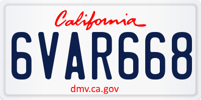 CA license plate 6VAR668