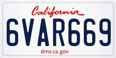 CA license plate 6VAR669