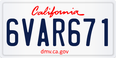 CA license plate 6VAR671