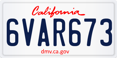 CA license plate 6VAR673