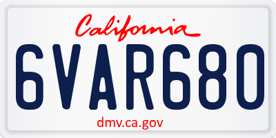 CA license plate 6VAR680