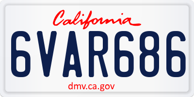 CA license plate 6VAR686