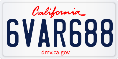 CA license plate 6VAR688