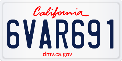 CA license plate 6VAR691