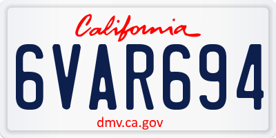 CA license plate 6VAR694