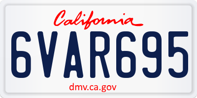 CA license plate 6VAR695