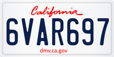 CA license plate 6VAR697