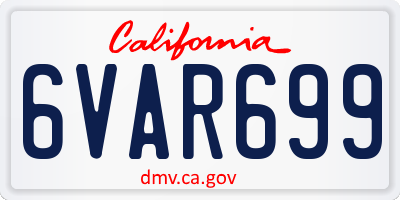 CA license plate 6VAR699