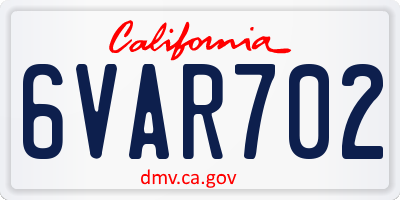 CA license plate 6VAR702