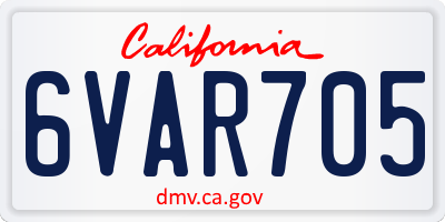 CA license plate 6VAR705