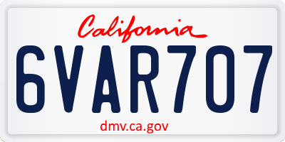 CA license plate 6VAR707