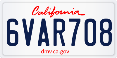 CA license plate 6VAR708