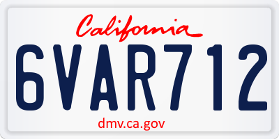 CA license plate 6VAR712