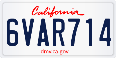 CA license plate 6VAR714