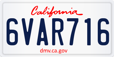 CA license plate 6VAR716