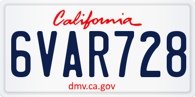 CA license plate 6VAR728